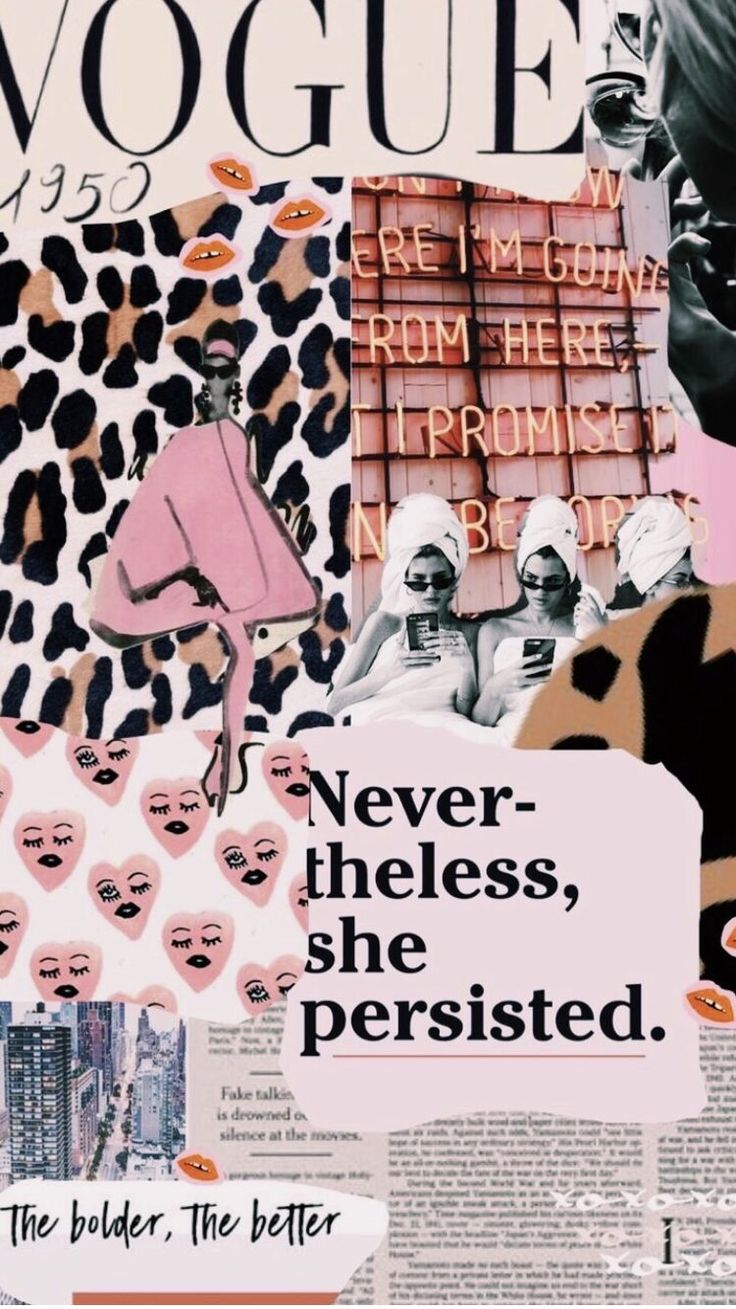 Collage moda Vogue rosa, 736x1309 Verticale, Telefono