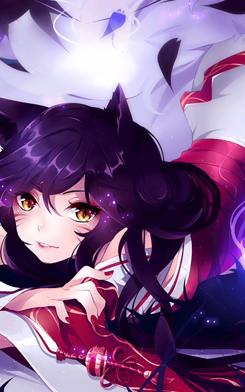 Volpe anime capelli viola, 800x1280 Verticale, Xiaomi