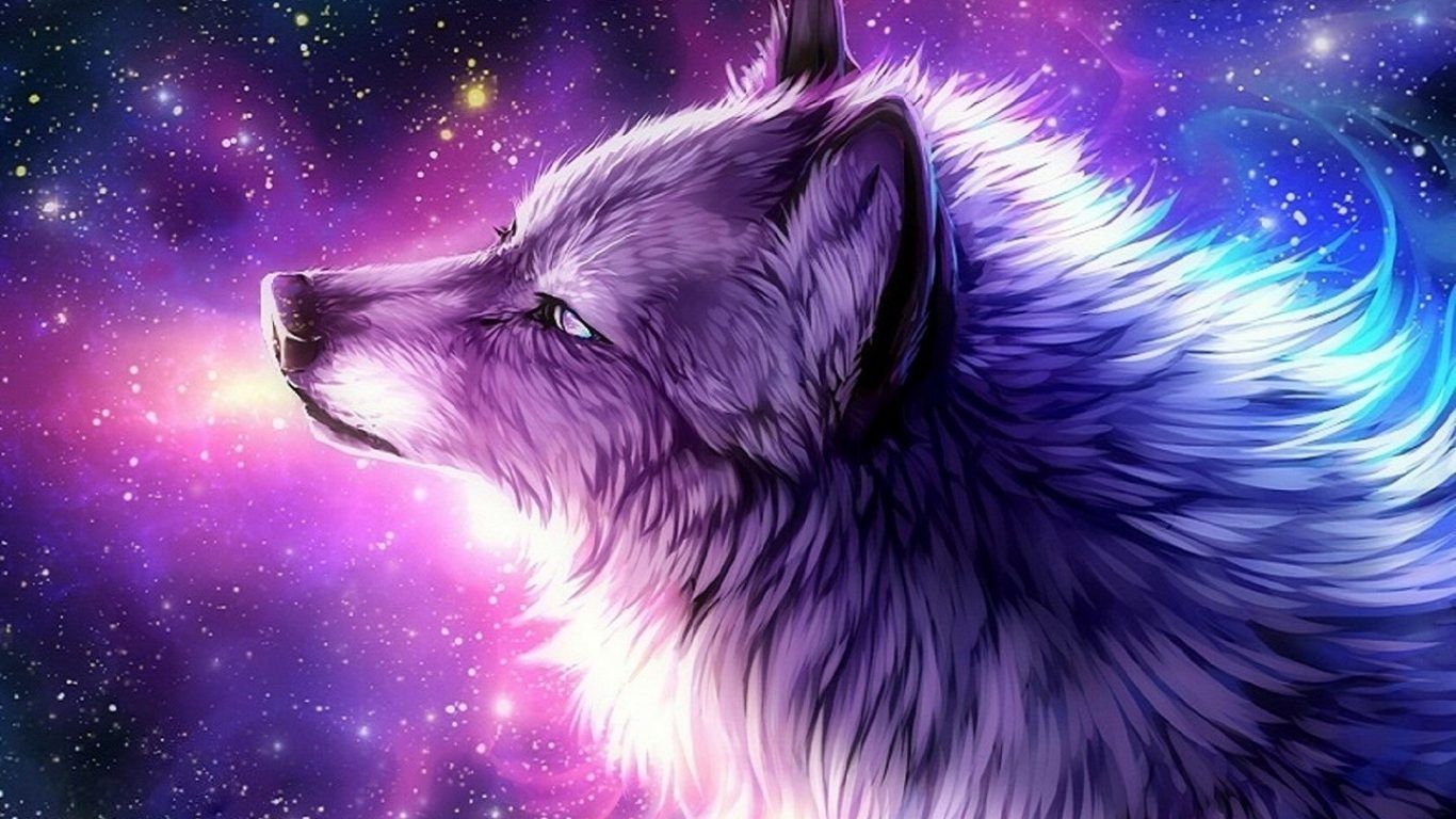 Volpe anime galassia viola, 1366x768 720p, PC