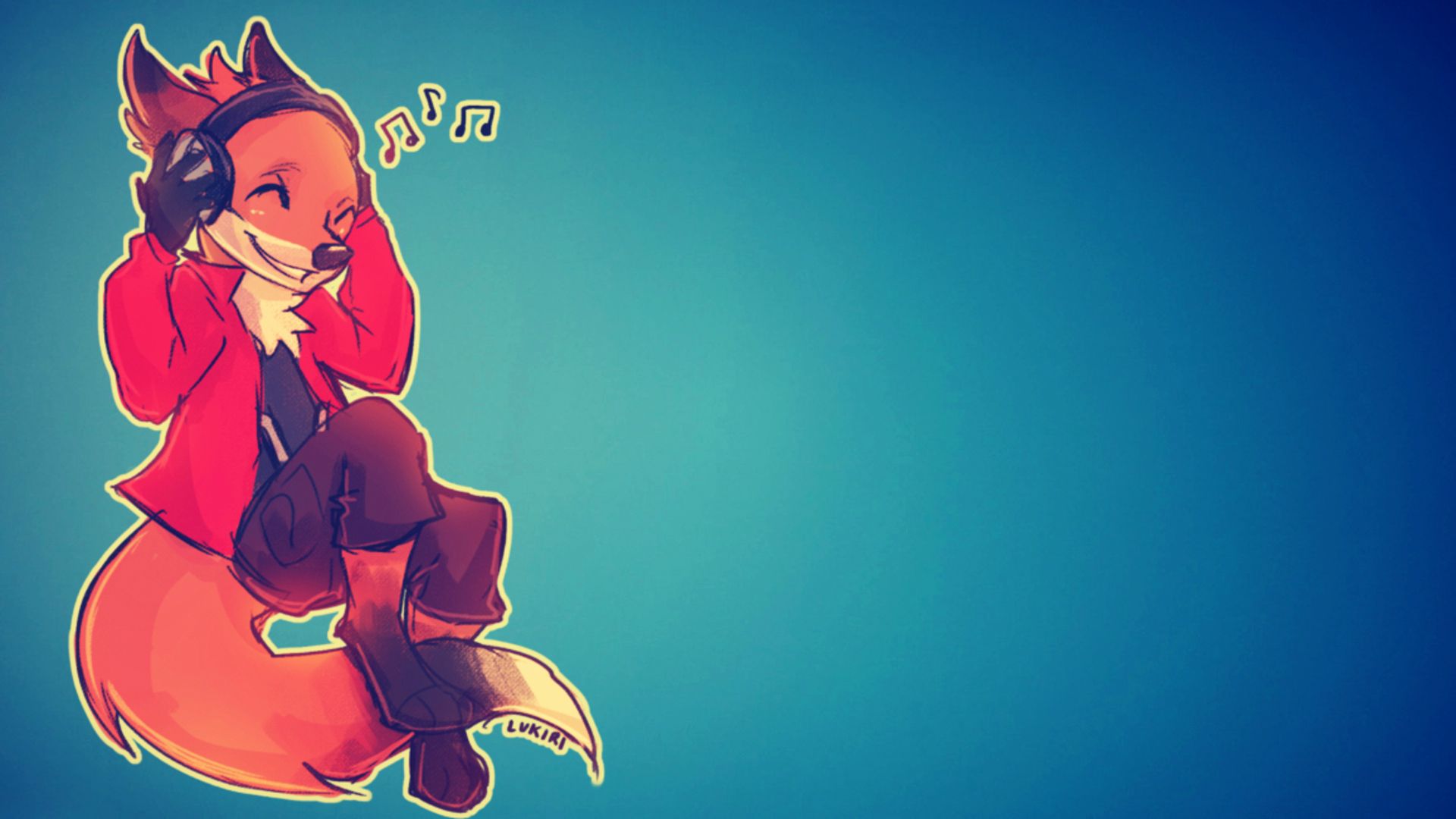 Volpe cosmica rosso blu, 1920x1080 Full HD, Laptop