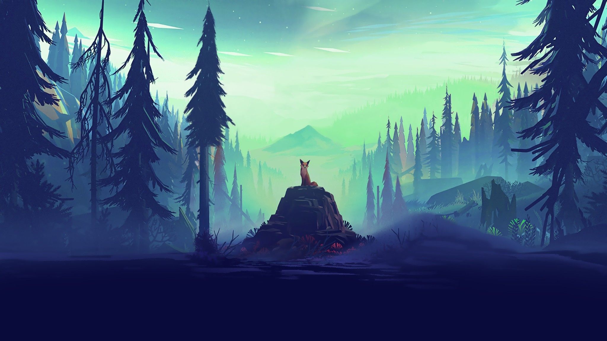 Volpe minimalista sfondo blu, 1920x1080 Full HD 1080p, PC
