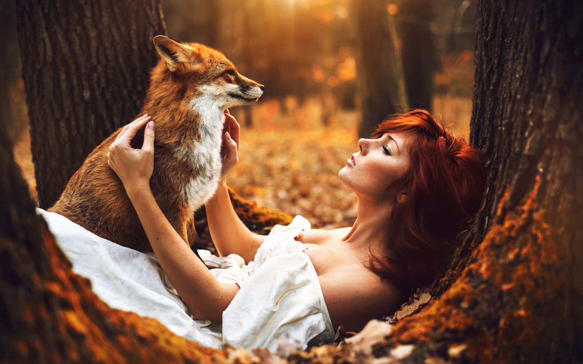 Ragazza rossa con volpe, 1920x1200 WUXGA, PC