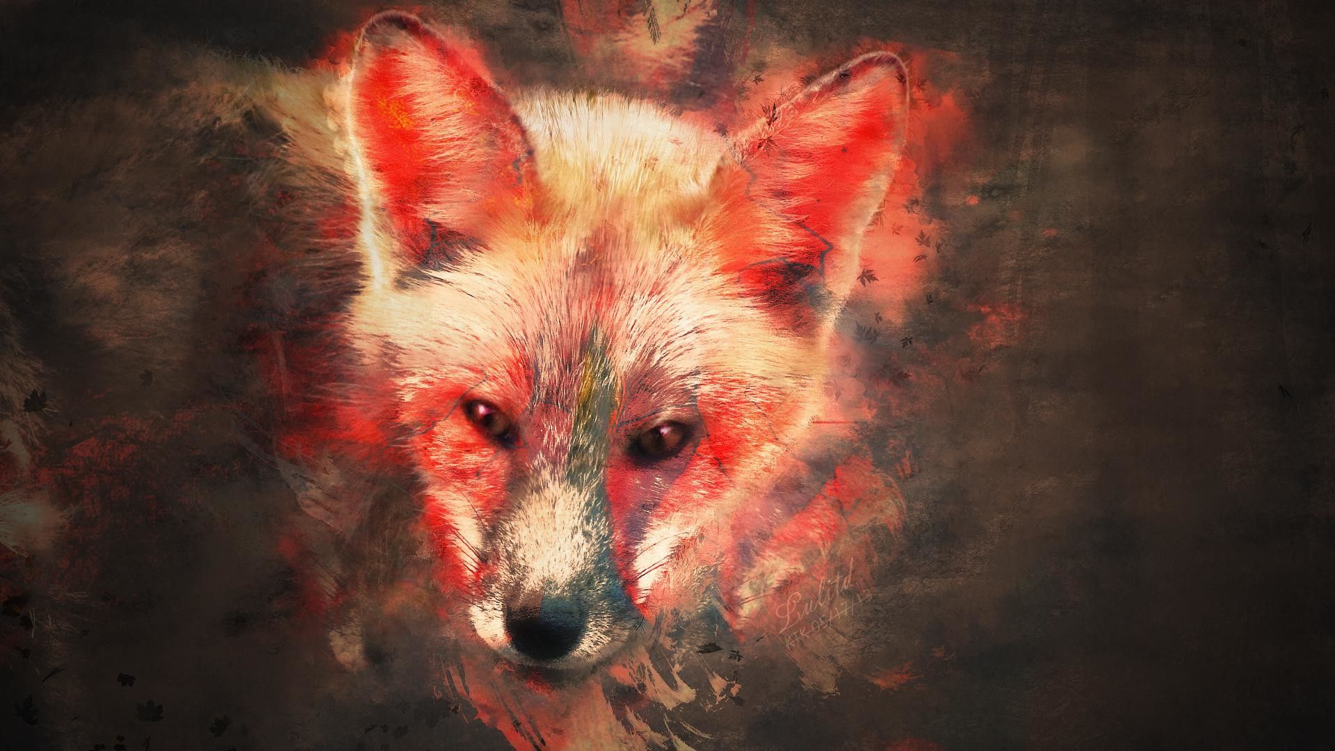 Volpe dipinta artistica, 1920x1080 Full HD, Laptop