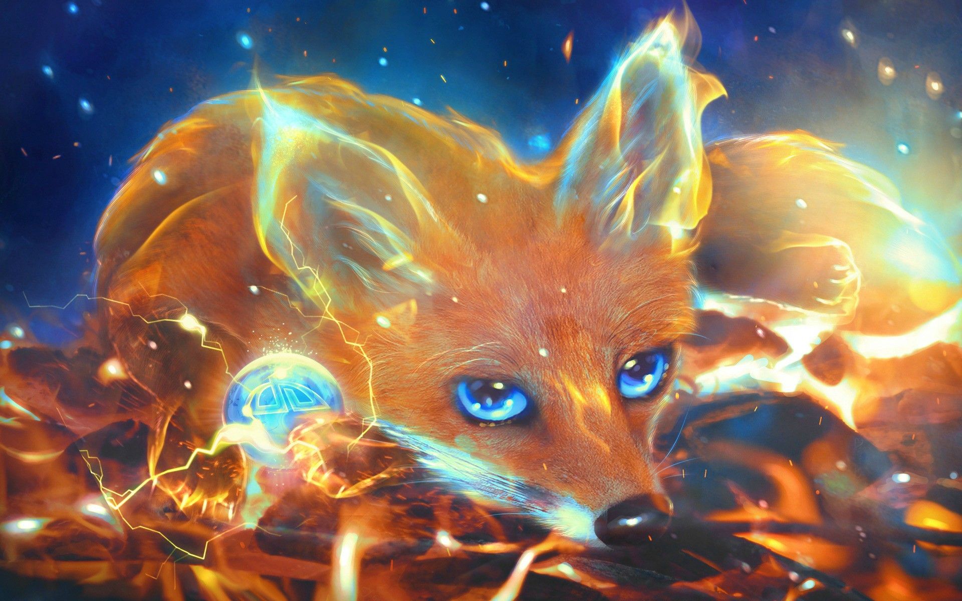 Volpe fantasy occhi blu, 1920x1200 WUXGA, Desktop