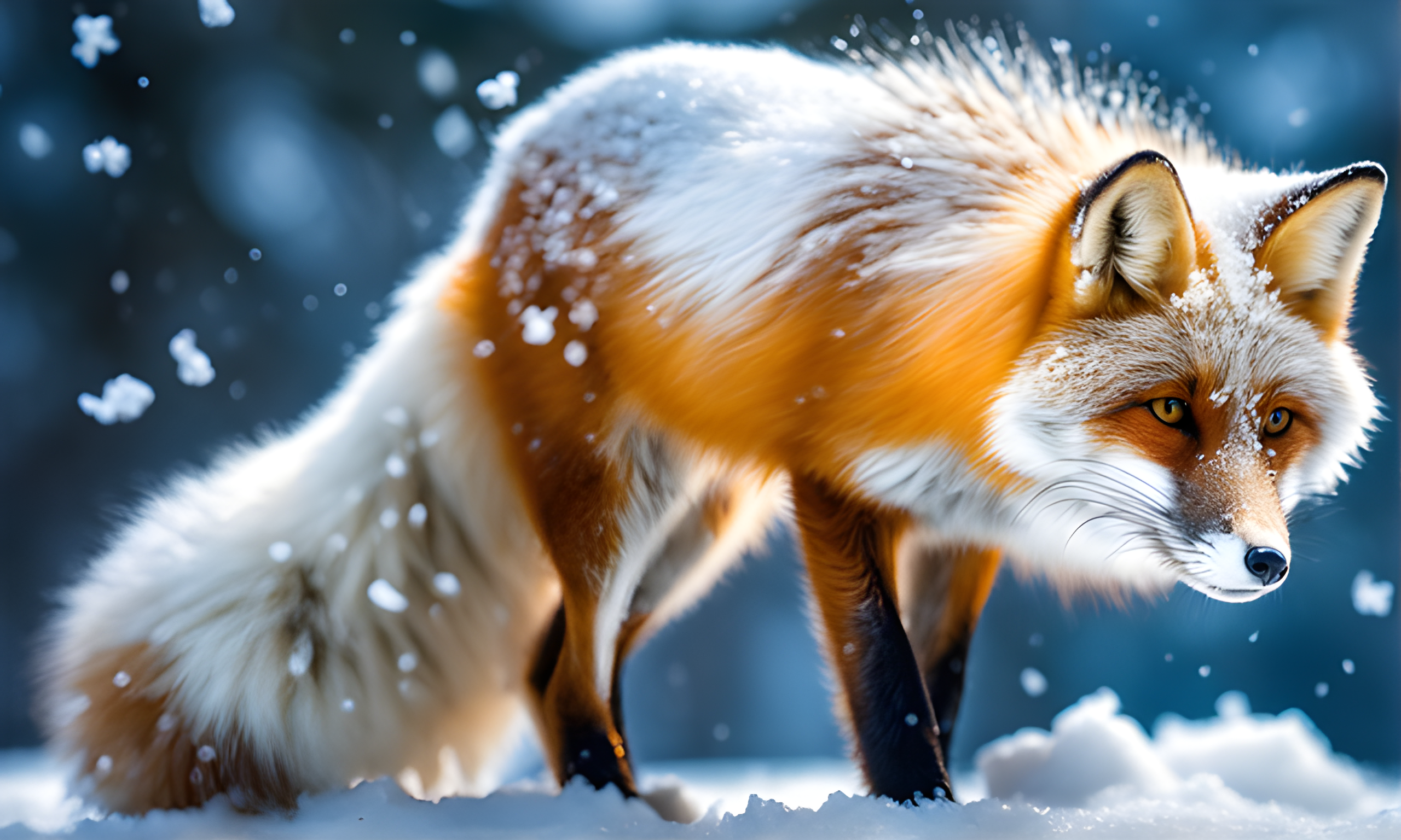 Volpe rossa nella neve, 2560x1536 2K QHD, PC