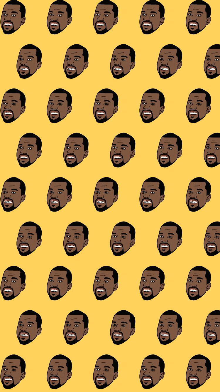 Volti Kanye West pattern giallo, 750x1334 Full HD Verticale, iPhone