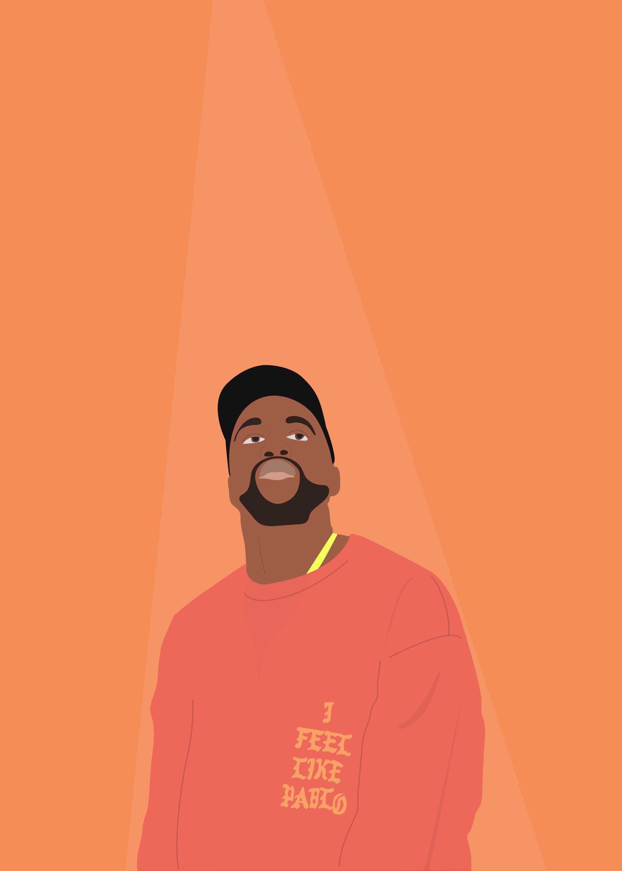 Illustrazione volto Kanye West arancione, 2083x2917 Verticale, POCO