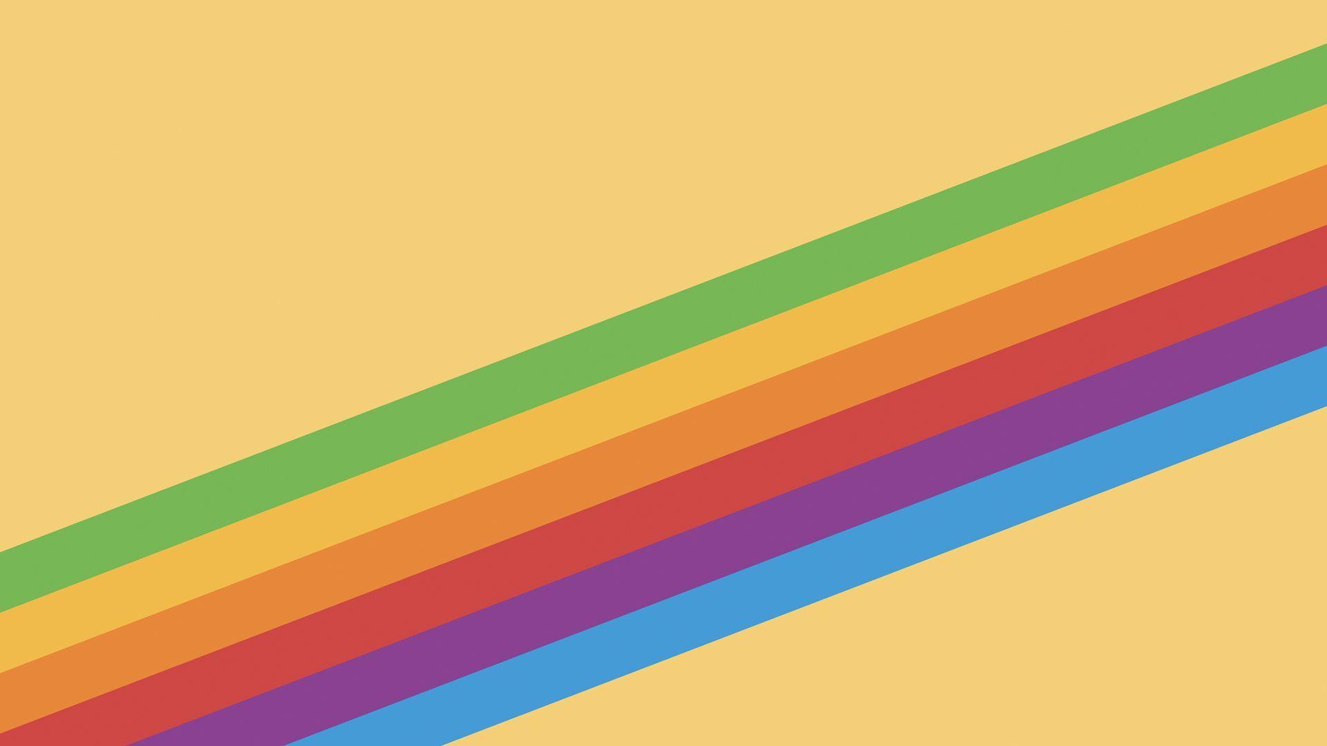 Strisce diagonali arcobaleno sfondo giallo, 1920x1080 Full HD, PC Desktop