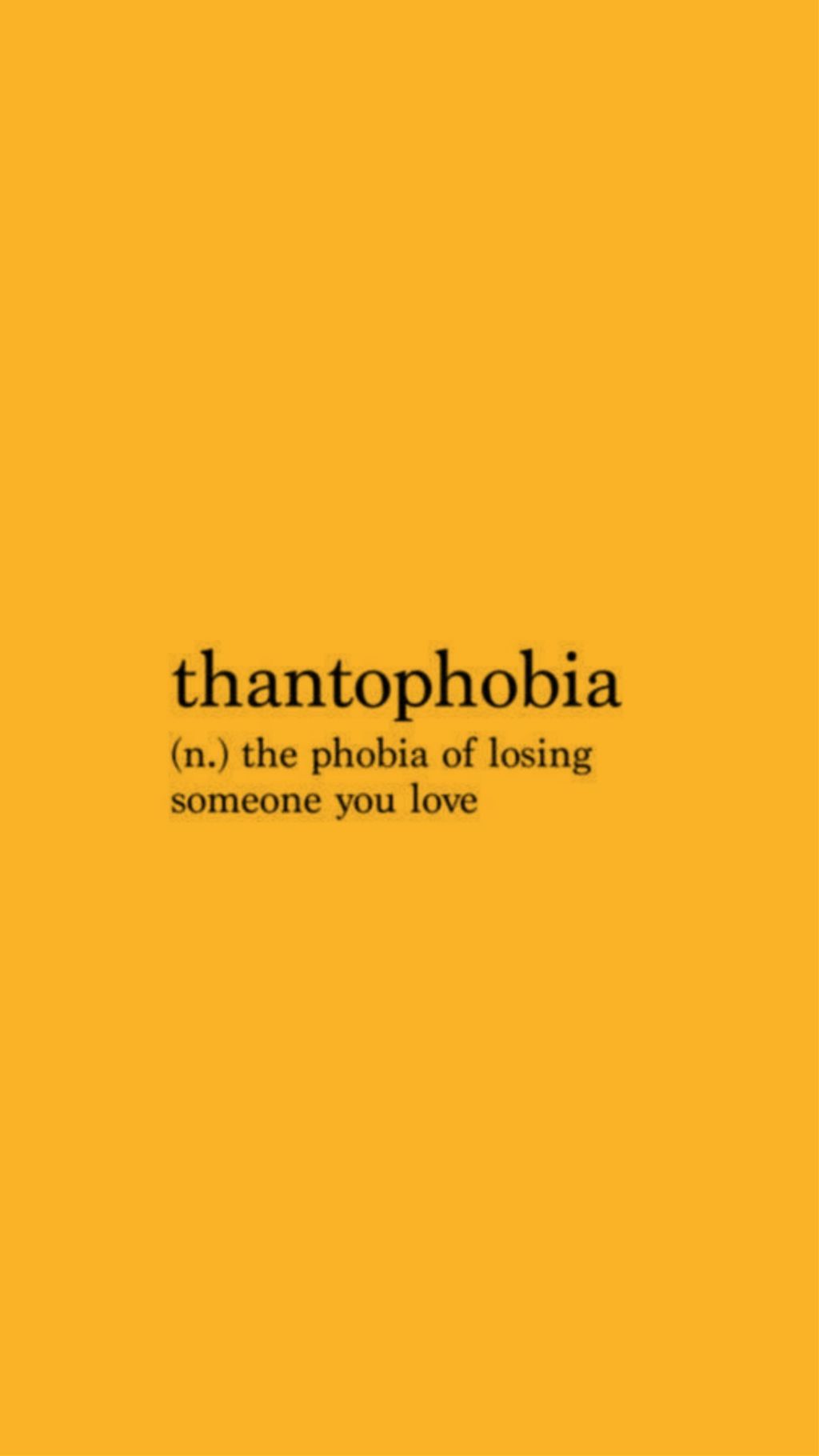 Definizione thantophobia sfondo giallo, 1024x1820 Verticale, Mobile