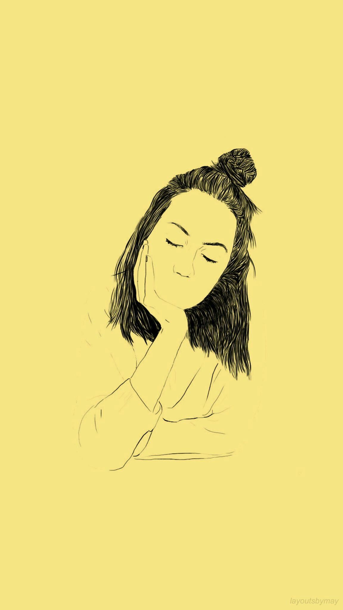 Illustrazione ragazza sfondo giallo, 1151x2048 Verticale, Xiaomi