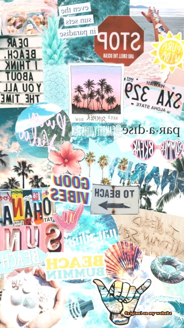 collage spiaggia specchiato azzurro, 735x1308 Full HD Verticale, iPhone