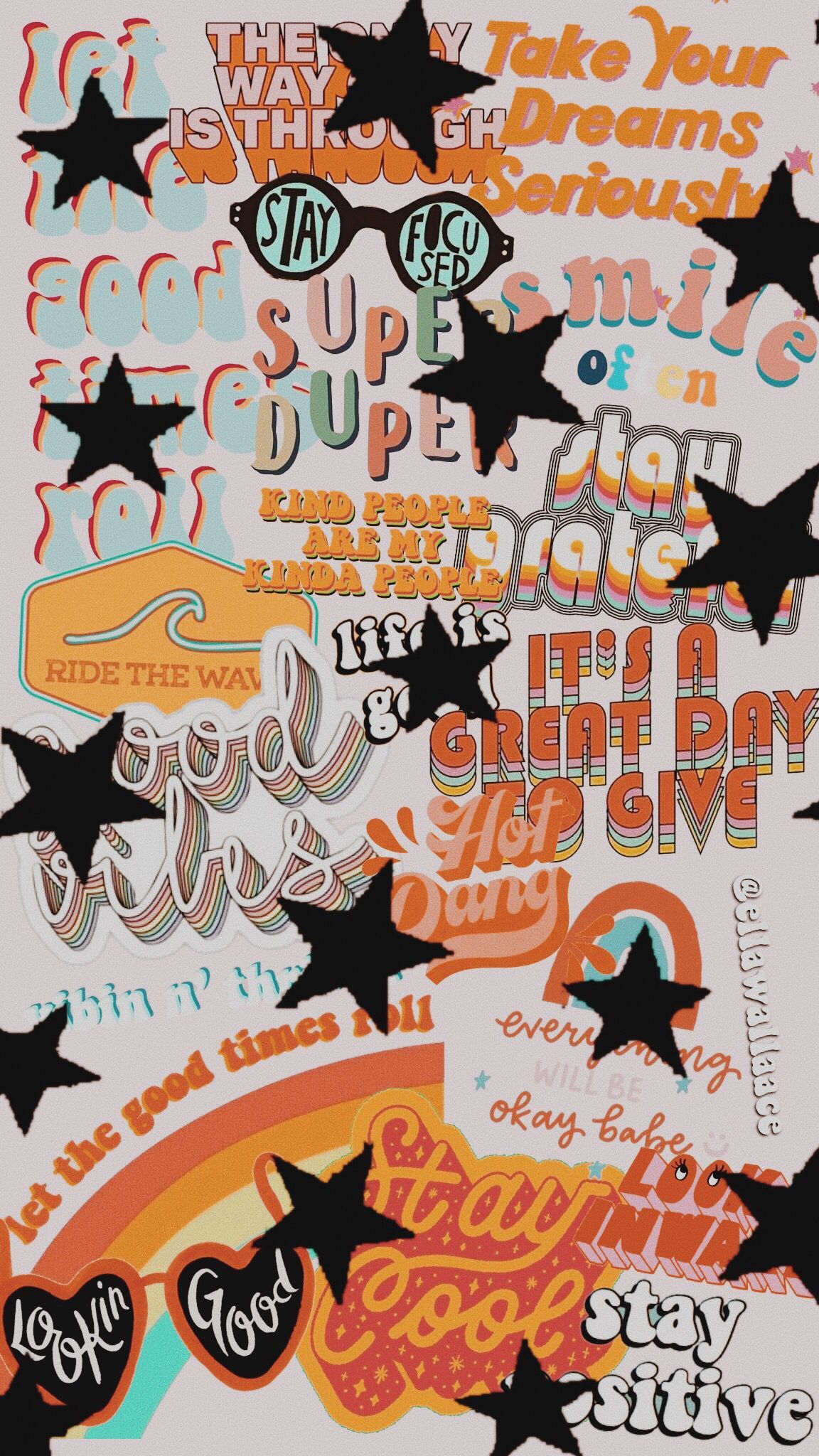 collage scritte stelle arancio, 1152x2048 Verticale, Mobile