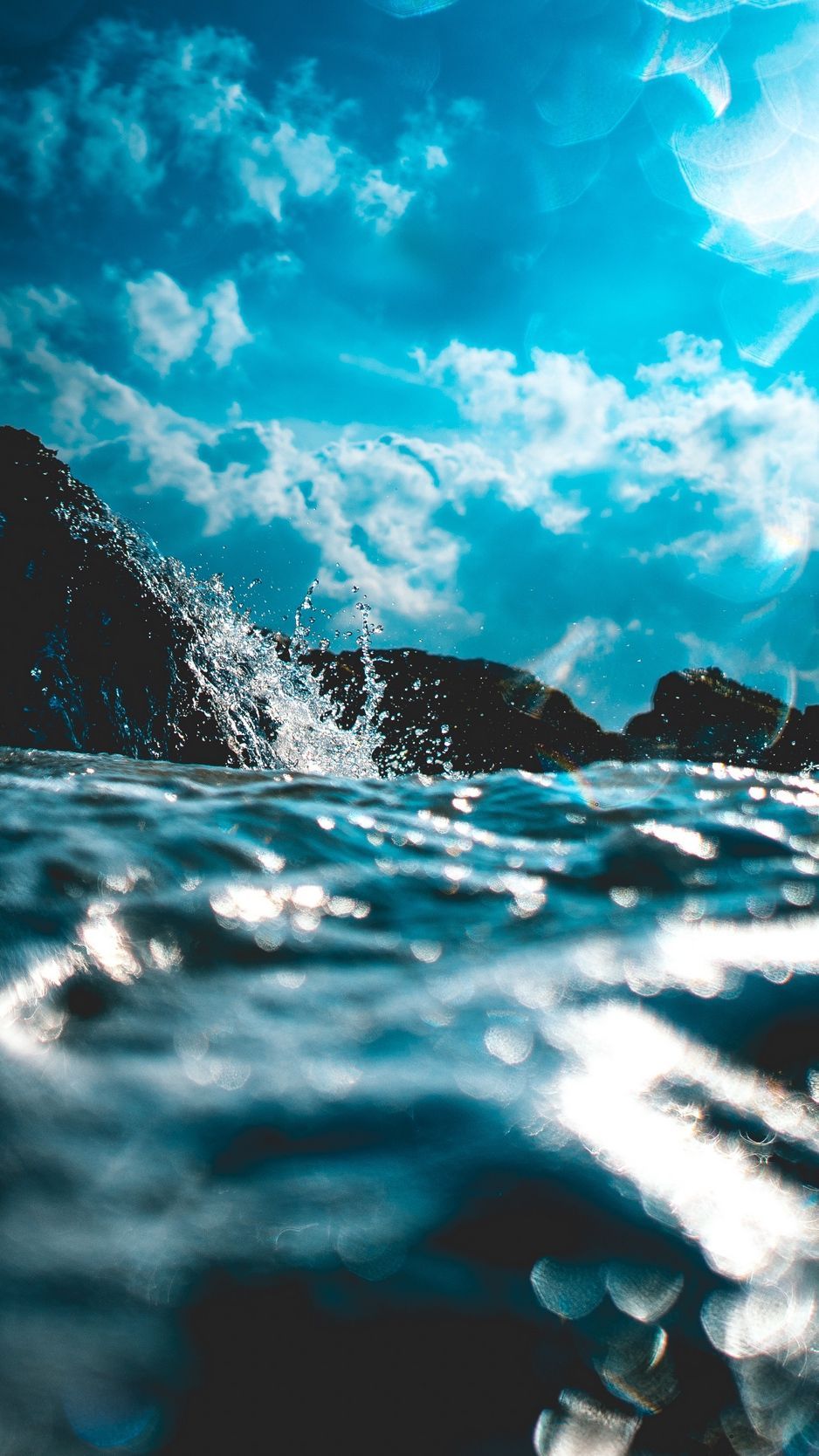 mare onde cielo azzurro, 938x1668 Verticale, Mobile