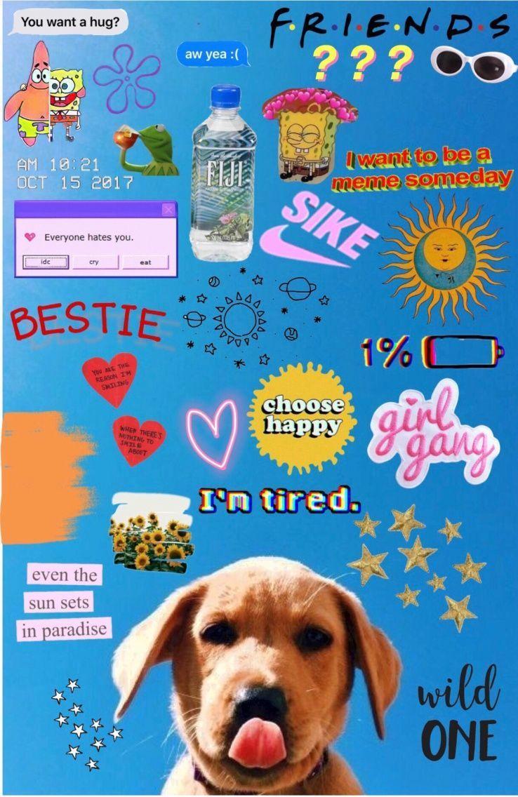collage adesivi cane bestie blu, 738x1136 Full HD Verticale, Realme