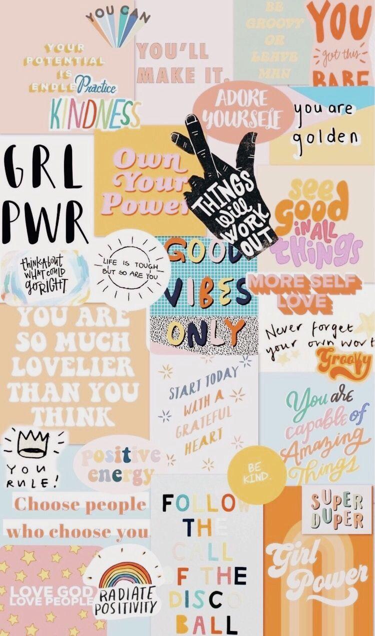 collage scritte motivazionali colorate, 750x1273 Full HD Verticale, Smartphone