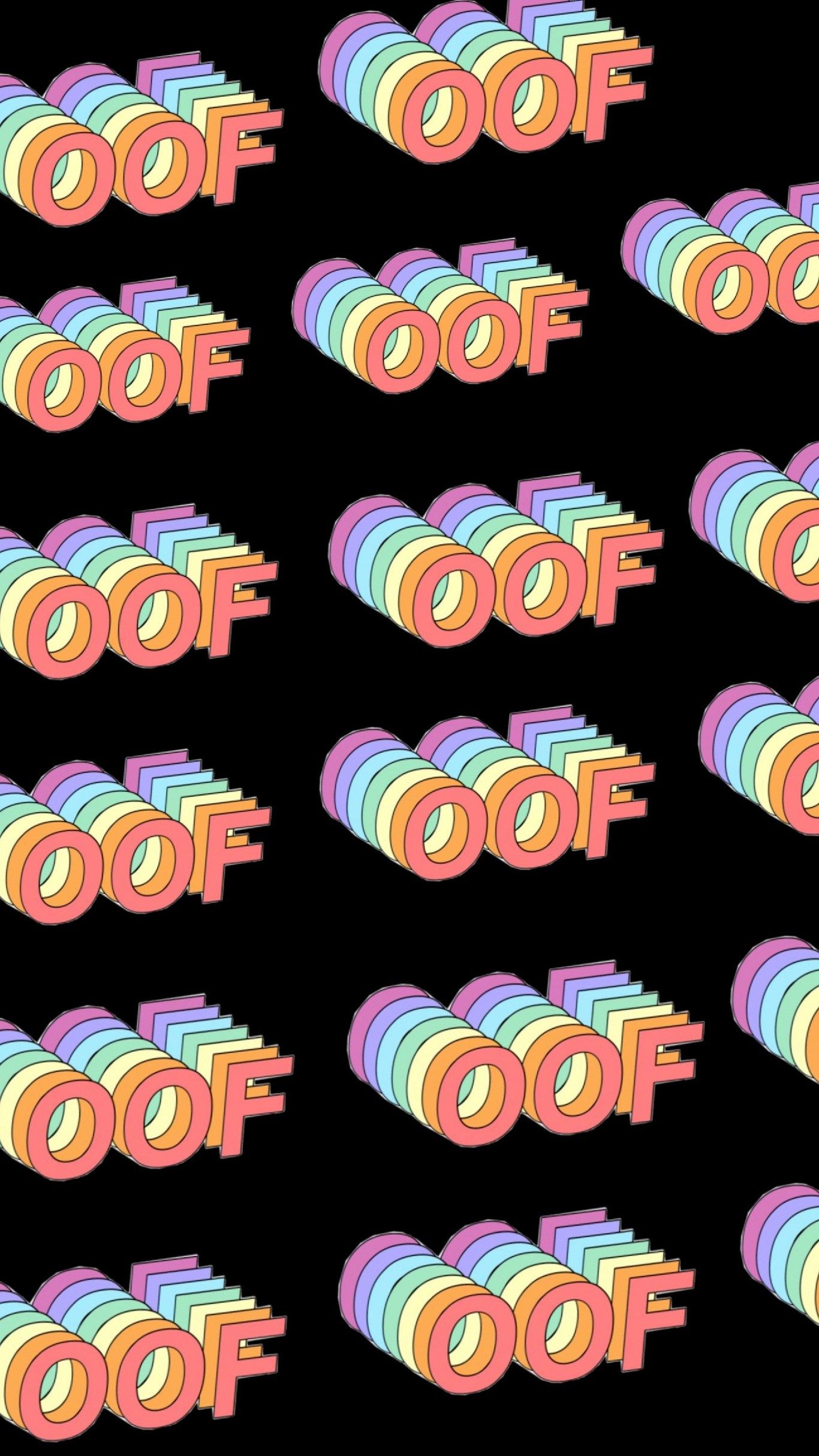 scritte OOF arcobaleno sfondo nero, 1366x2428 Full HD Verticale, Smartphone