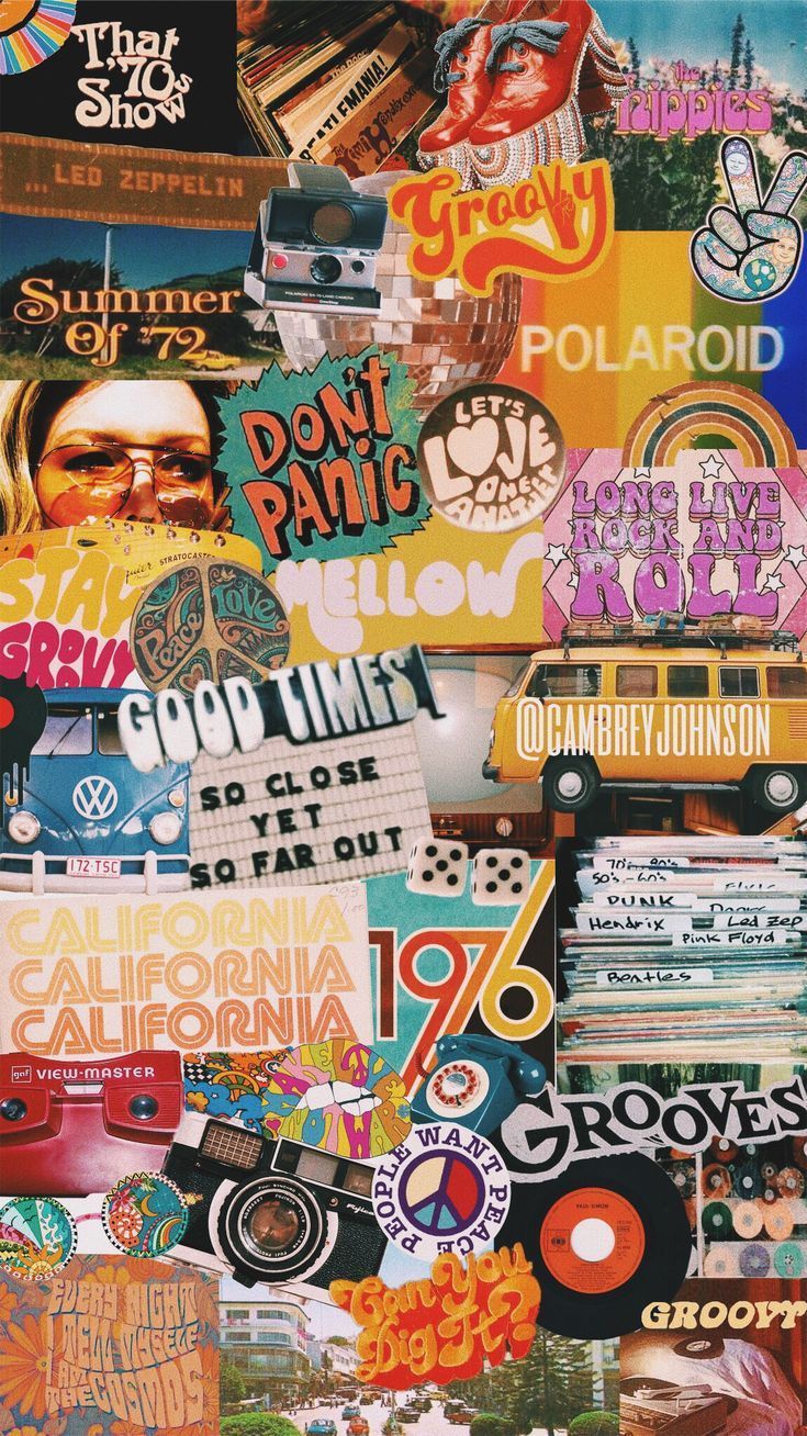 collage vintage anni 70 groovy, 735x1308 Verticale, Xiaomi