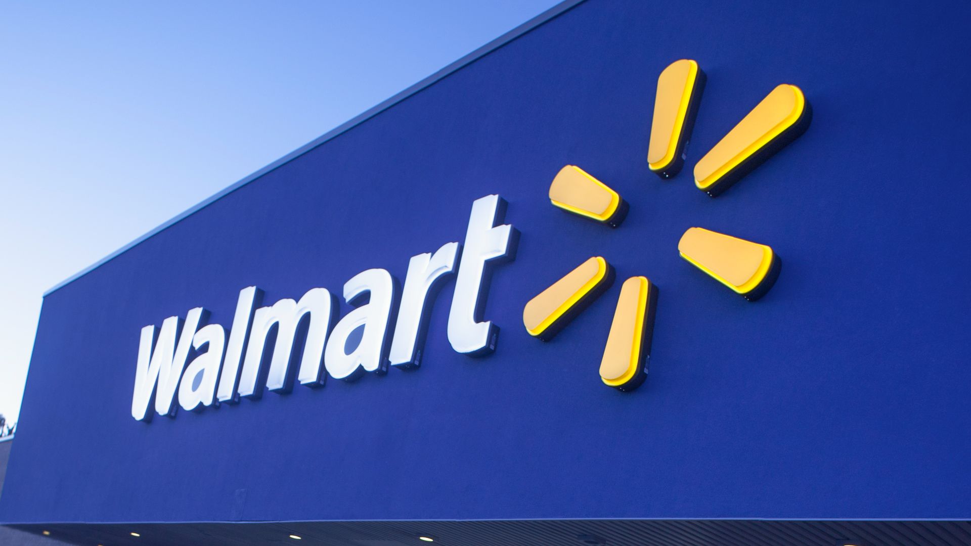 Logo Walmart su muro blu, 2560x1440 2K, Desktop