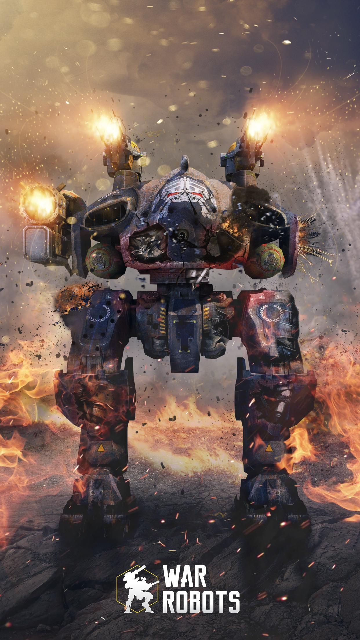Robot da guerra tra fiamme, 1242x2208 Verticale, Mobile
