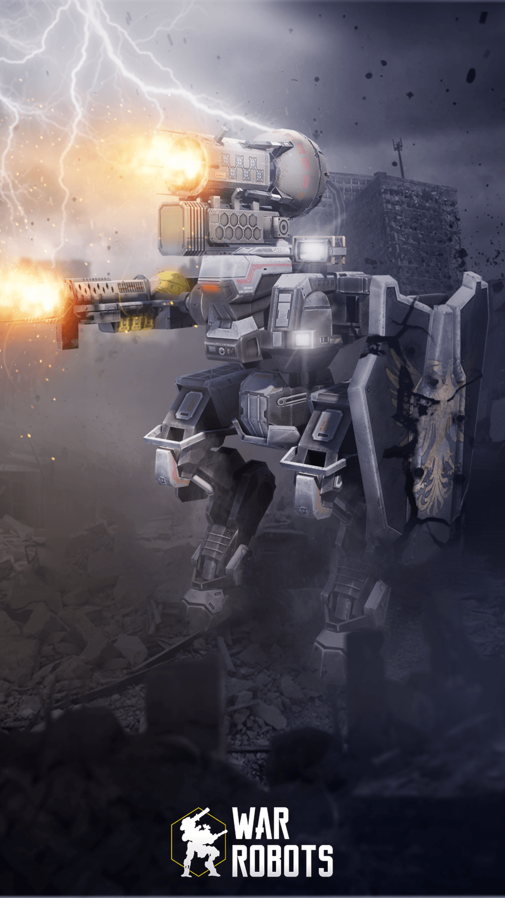 Robot da guerra grigio metallico, 1024x1820 Verticale, Android