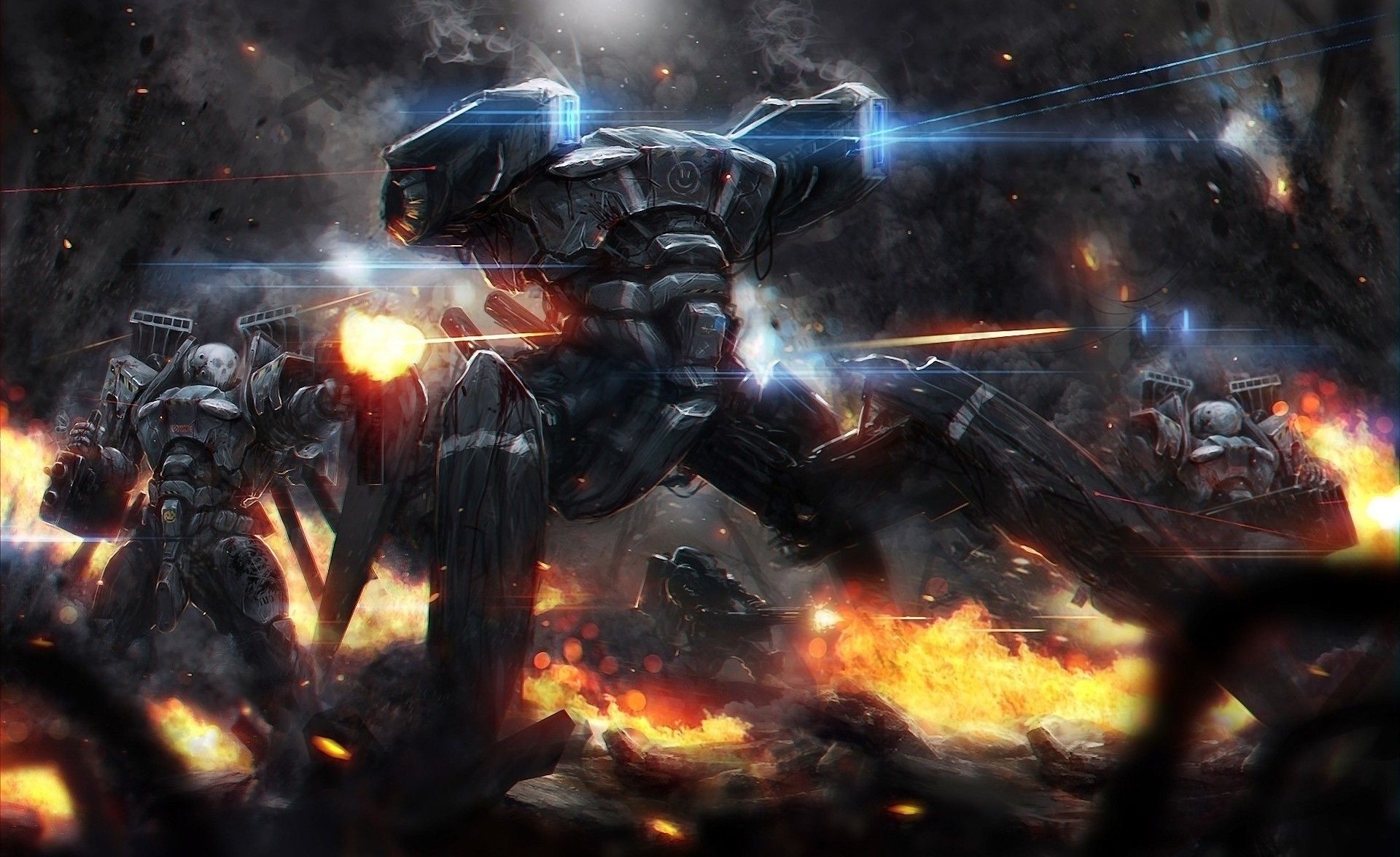 Robot da guerra gigante in battaglia, 1920x1175 Full HD, Desktop