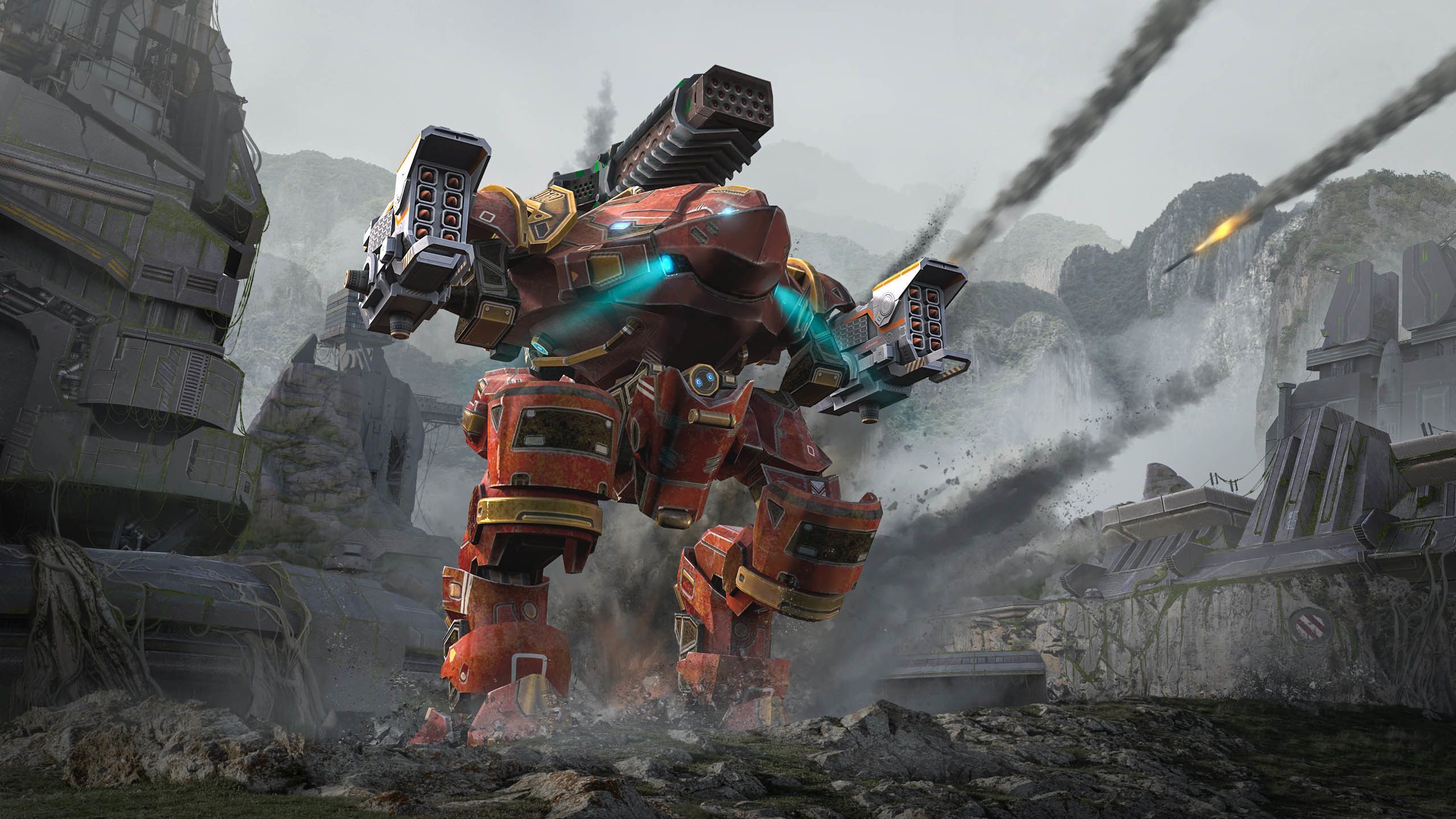 Robot da guerra rosso armato, 2560x1440 2K QHD, PC