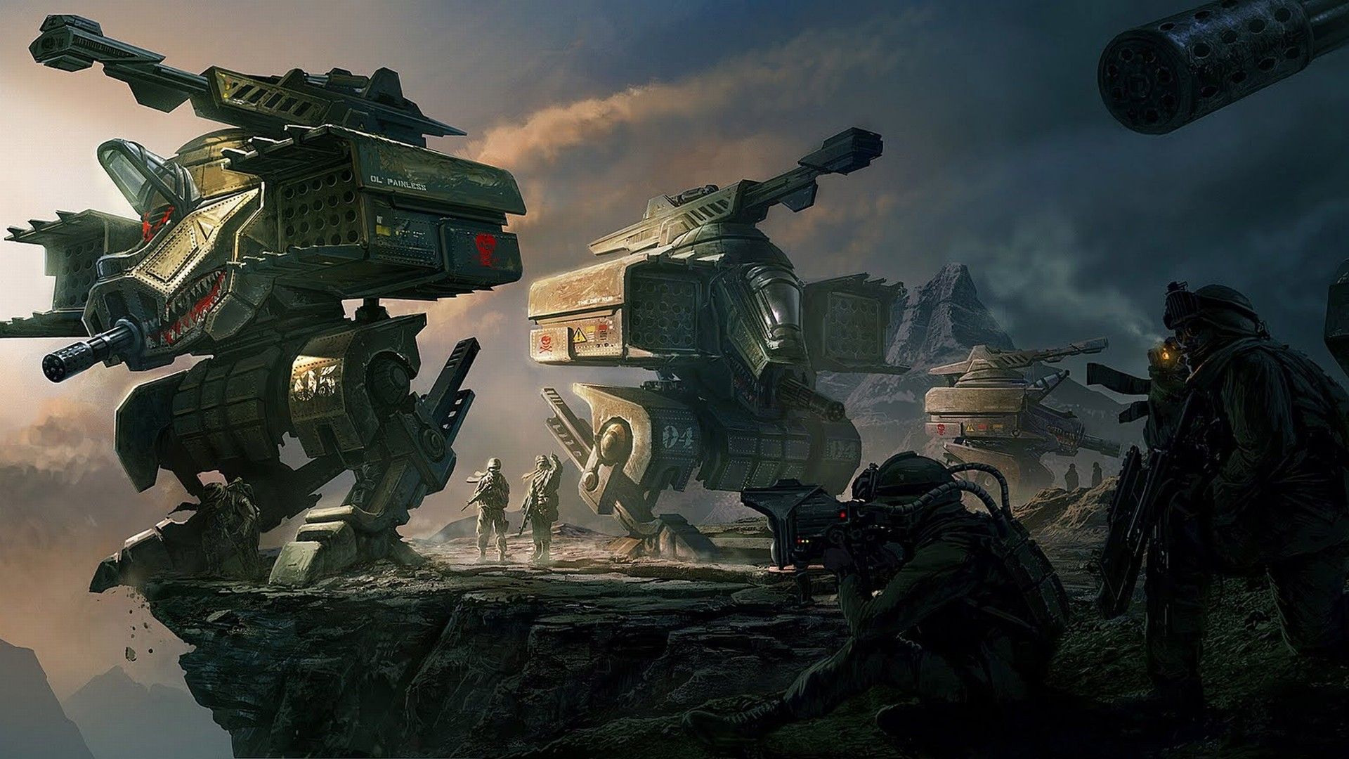 Robot da guerra sul campo di battaglia, 1920x1080 Full HD, PC