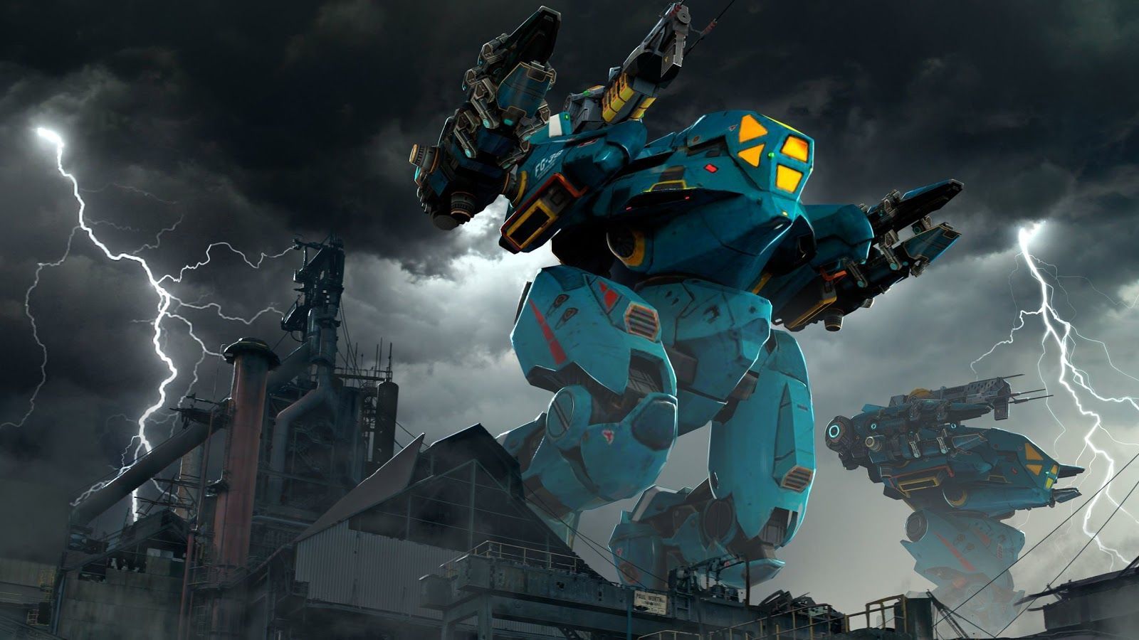Robot da guerra blu gigante, 1600x900 900p, Desktop