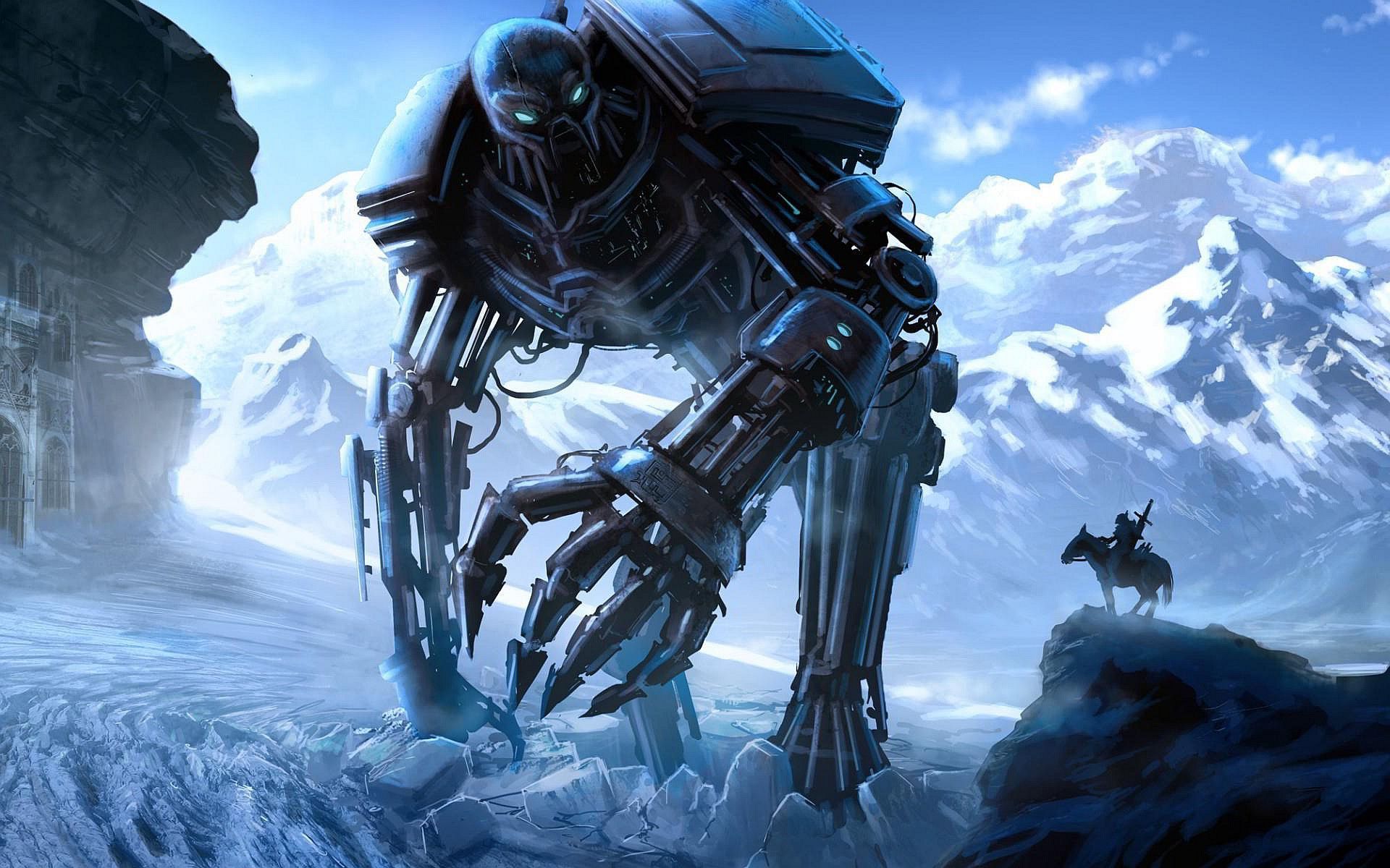Robot gigante montagne innevate, 1920x1200 Full HD+, Desktop