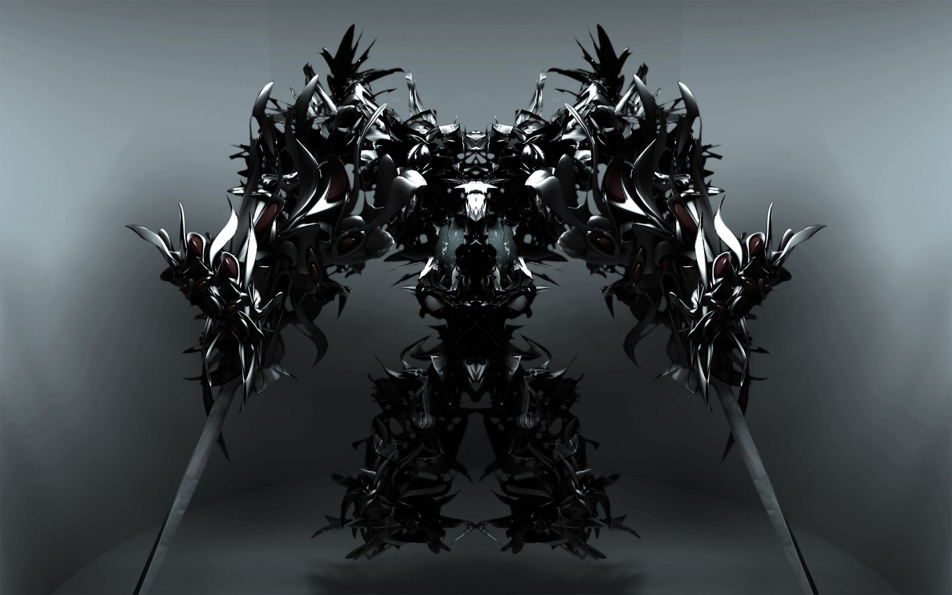 Robot nero astratto simmetrico, 1920x1200 WUXGA, Desktop