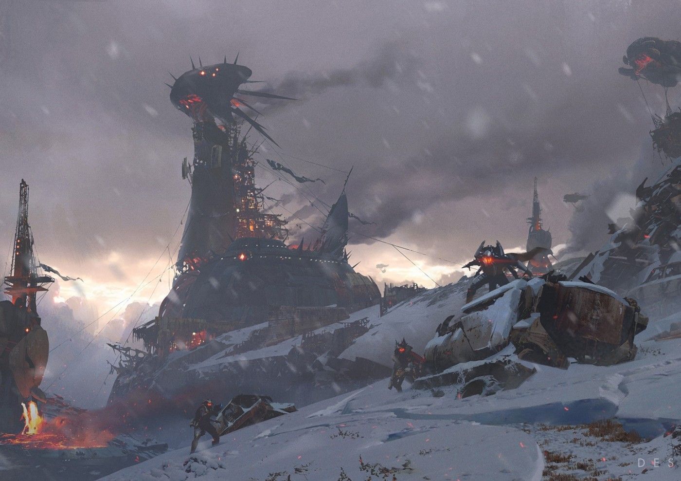 Robot da guerra, paesaggio innevato, 1400x988 HD, Desktop