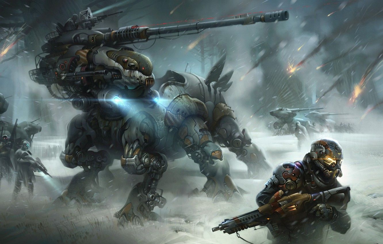 Robot da guerra nella neve, 1332x850 720p, PC