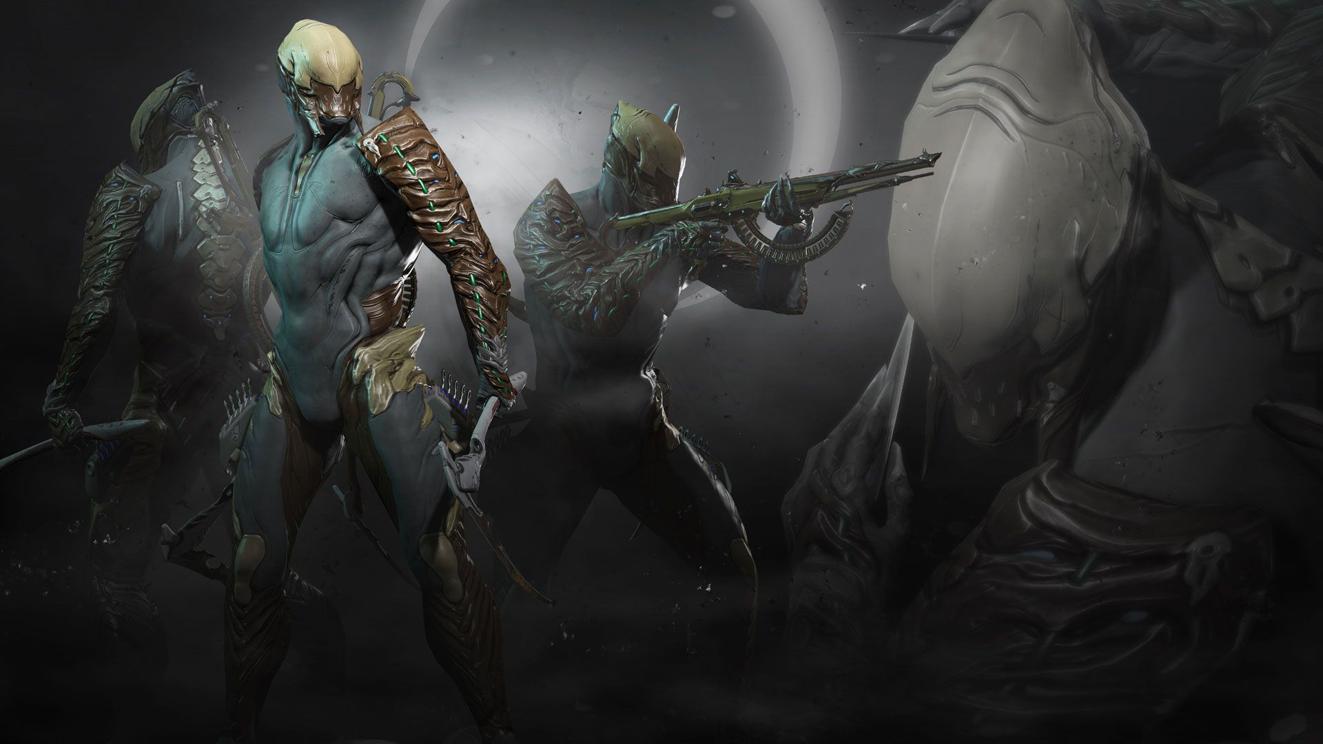 Personaggi Warframe scena scura, 1920x1080 Full HD 1080p, Laptop