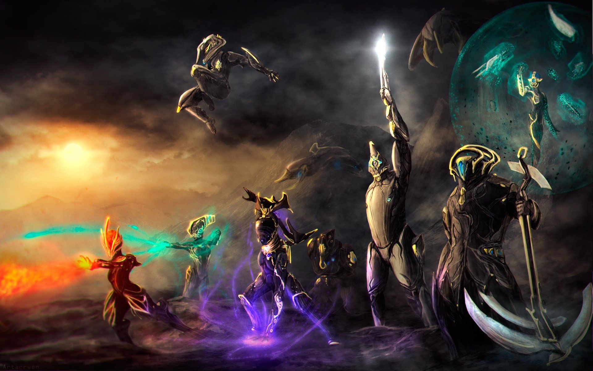 Guerrieri Warframe in battaglia, 1920x1200 Full HD+ WUXGA, iMac