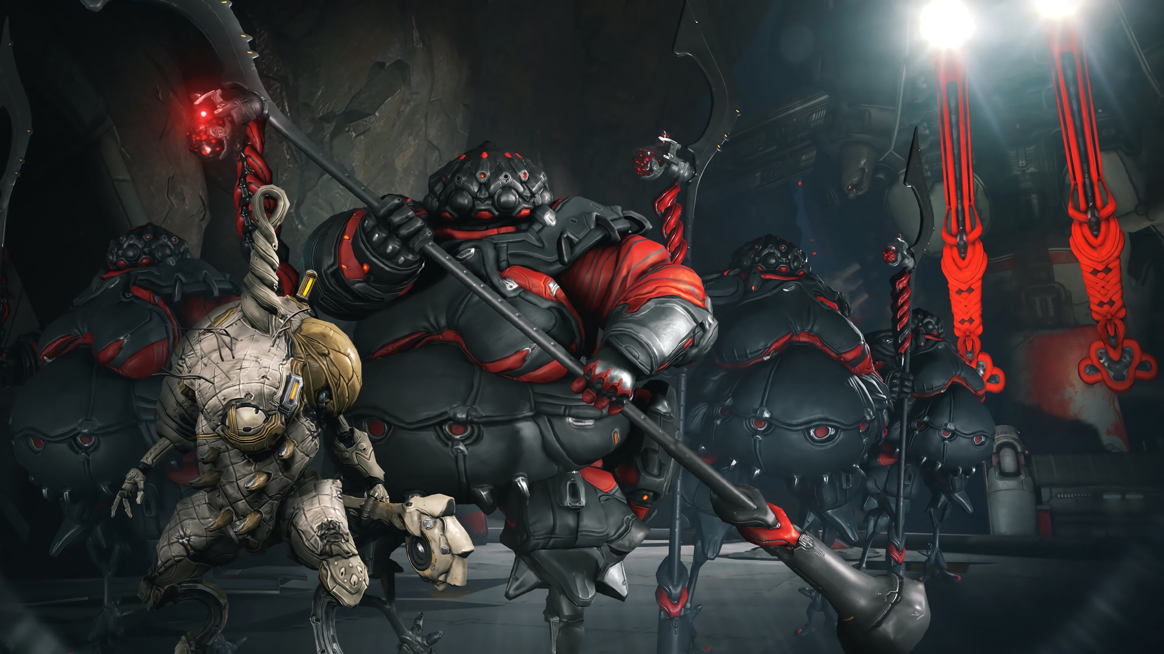 Warframe personaggio armatura rosso nero, 3840x2160 UHD, PC 4K