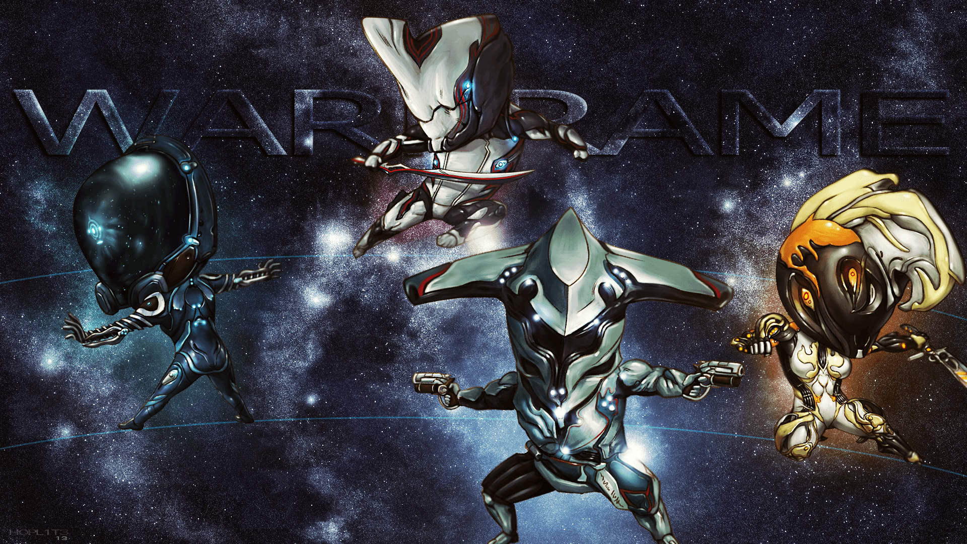 Warframe personaggi chibi spaziali, 1920x1080 Full HD, Desktop