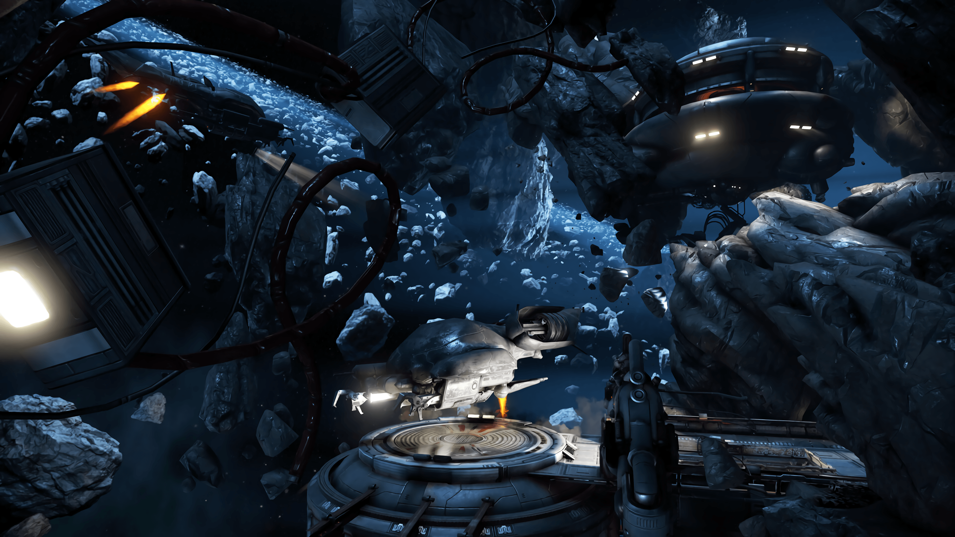 Warframe scena grotta futuristica, 3840x2160 Ultra HD, 4K TV