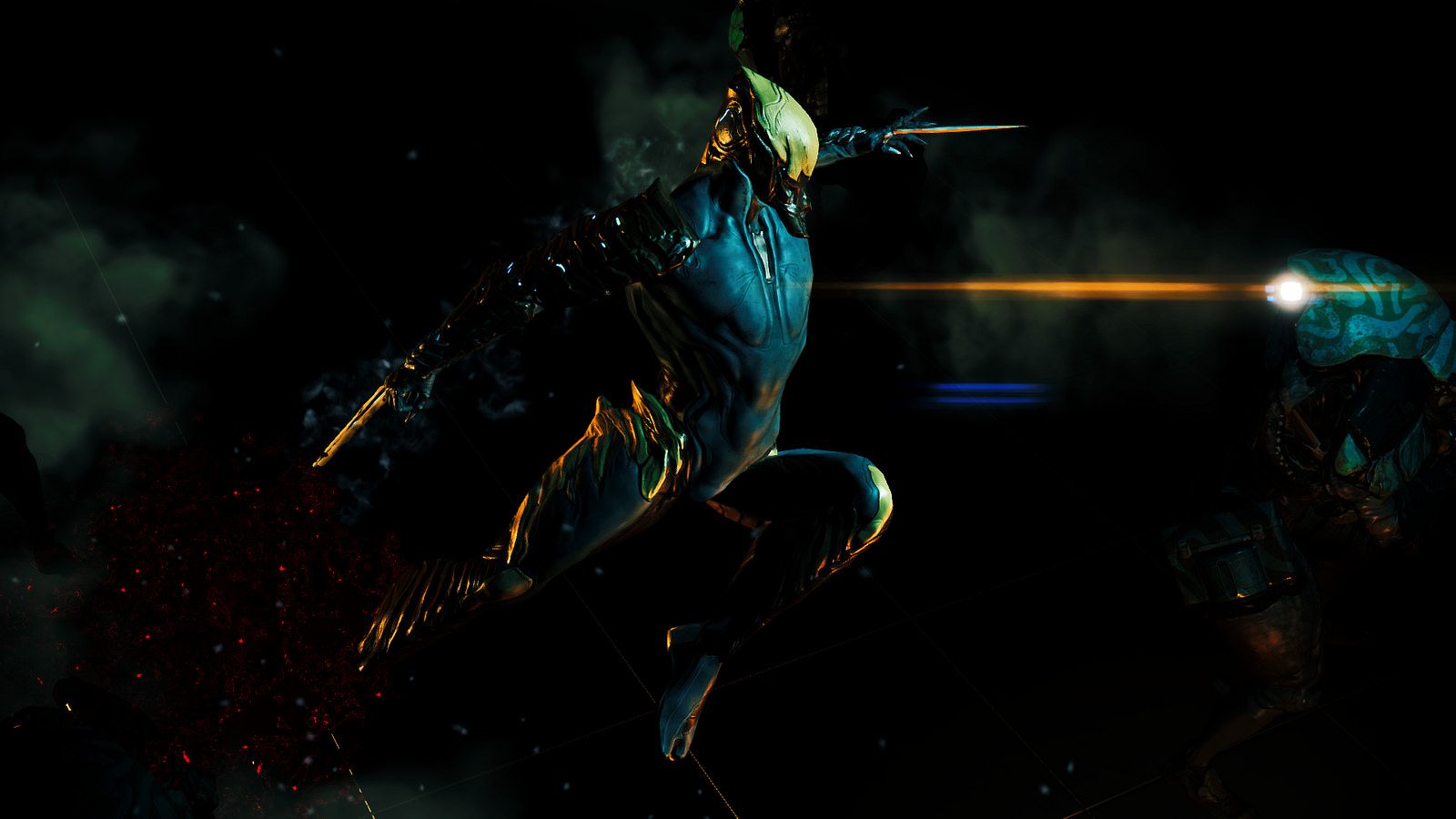 Personaggio Warframe blu scuro, 1600x900 HD, iMac