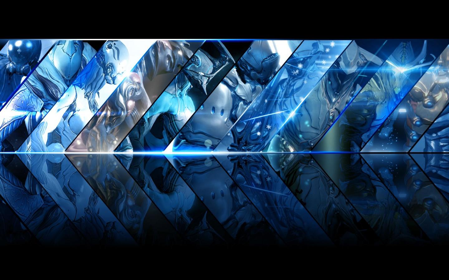 Warframe personaggi mosaico blu, 1440x900 HD, Desktop
