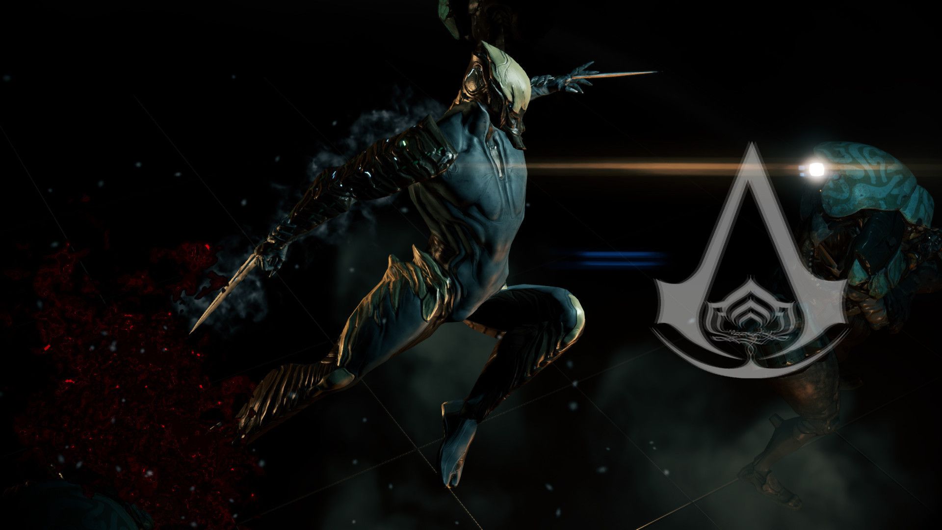 Warframe personaggio con logo Assassin's Creed, azione-avventura, 1920x1080 Full HD 1080p, Desktop