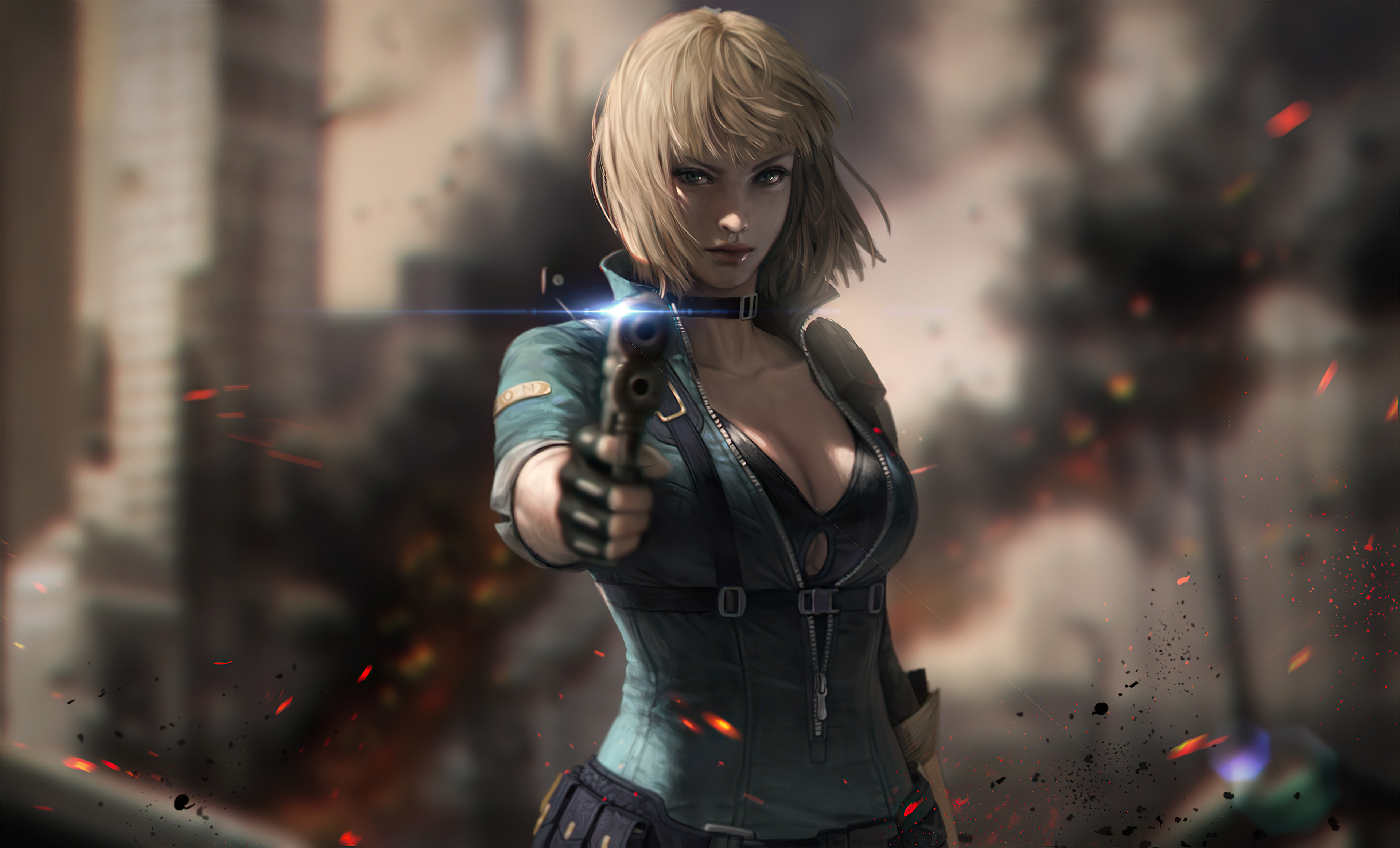 Soldatessa con pistola, guerra, 3840x2327 4K, Desktop 4K