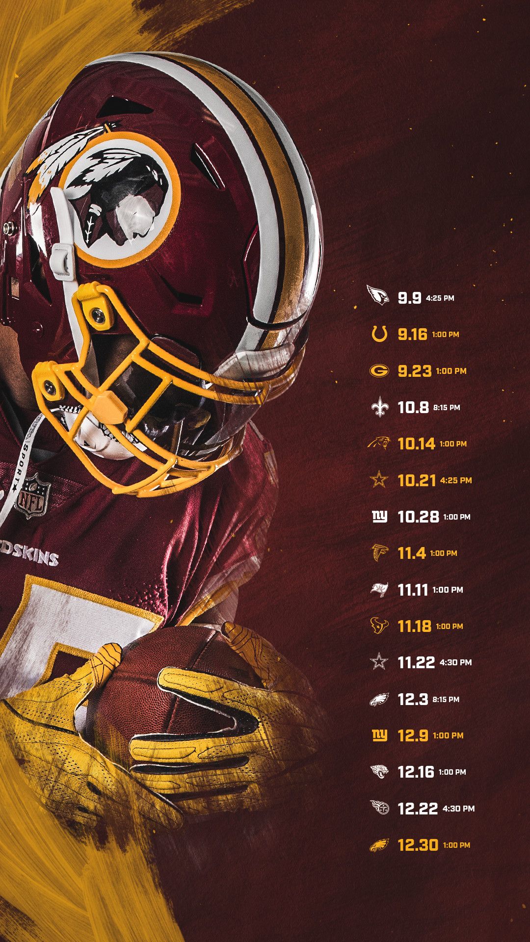 Casco Washington Redskins calendario, 1080x1920 Full HD Verticale, iPhone Plus