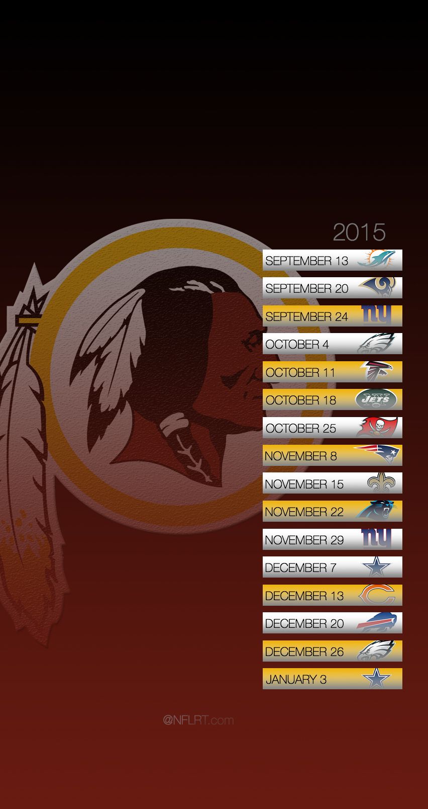 Logo Redskins calendario 2015, 852x1608 Verticale, iPhone Pro