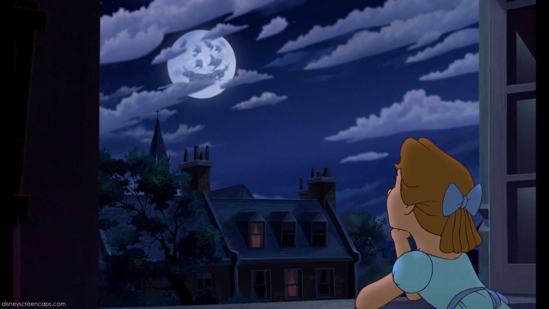Wendy alla finestra, notte, Peter Pan, 1920x1080 Full HD 1080p, Laptop
