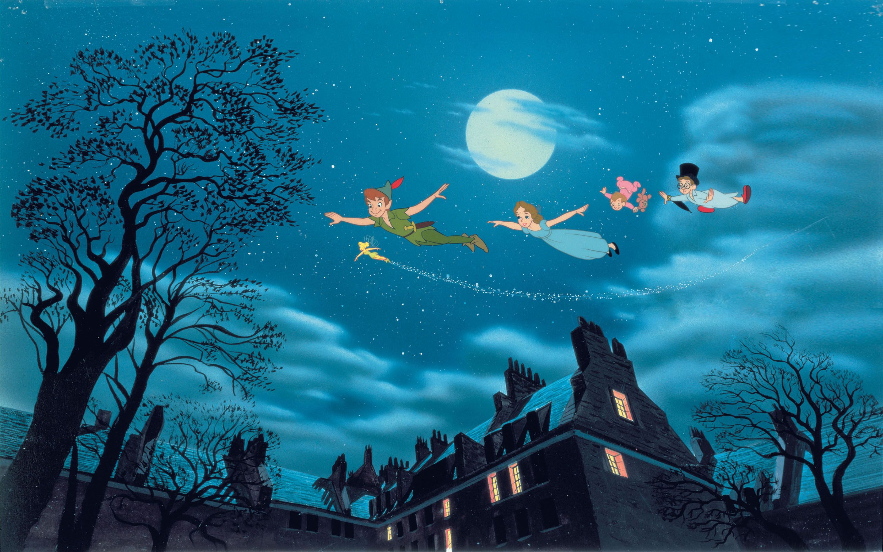 Peter Pan Wendy volano luna, Disney, 2880x1800 2K, Desktop