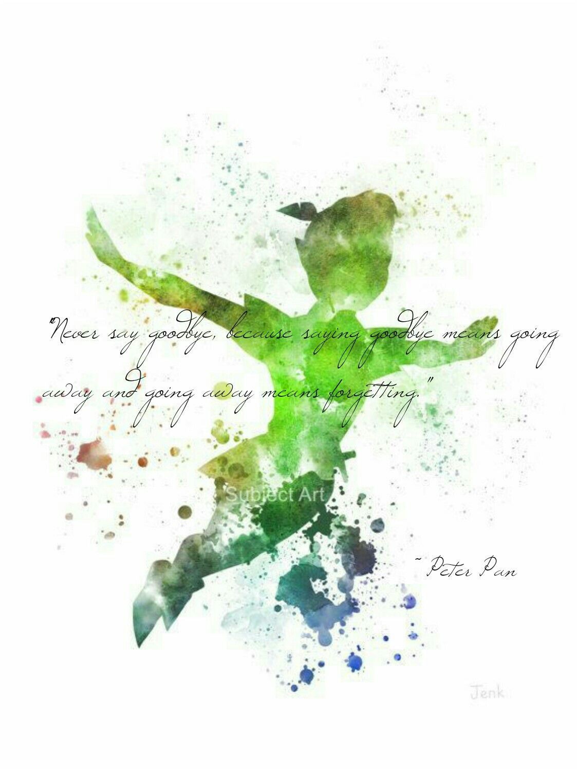 Peter Pan silhouette acquerello verde, 1125x1500 Full HD Verticale, Smartphone