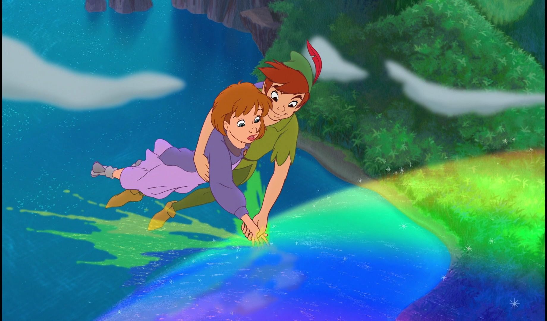 Wendy e Peter Pan sull'arcobaleno, 1840x1080 900p, Desktop