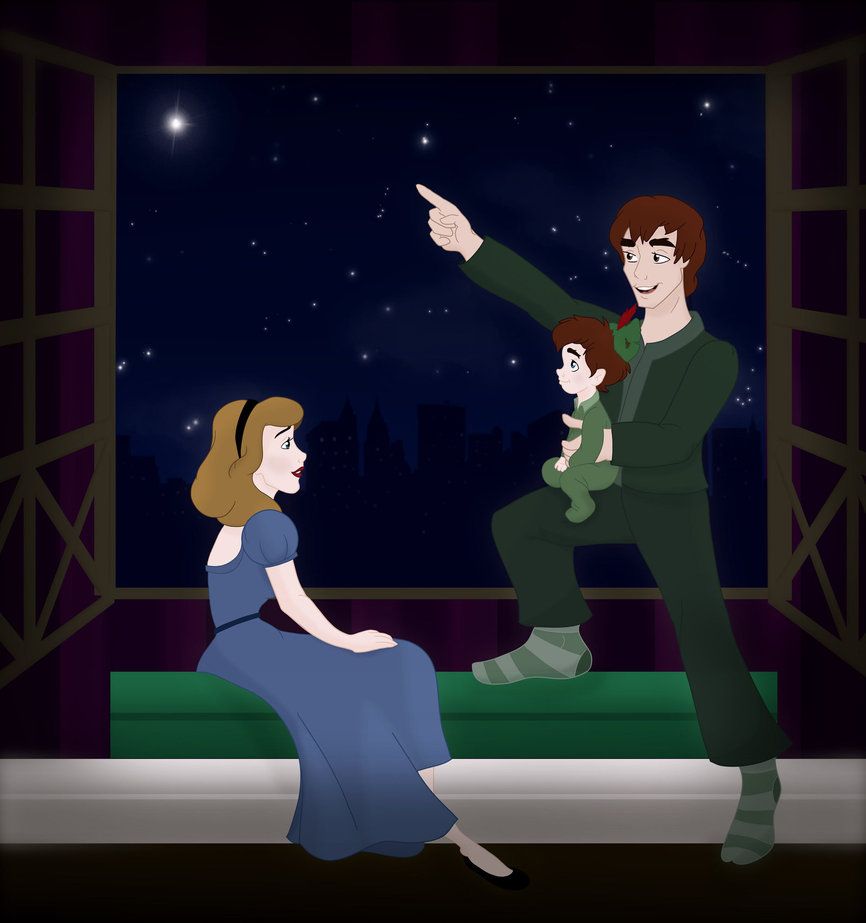 Wendy, Peter Pan e Trilli, cielo notturno, 866x923 Verticale, Mobile