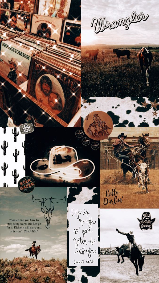 Collage tema western vintage, 675x1200 Full HD Verticale, Smartphone