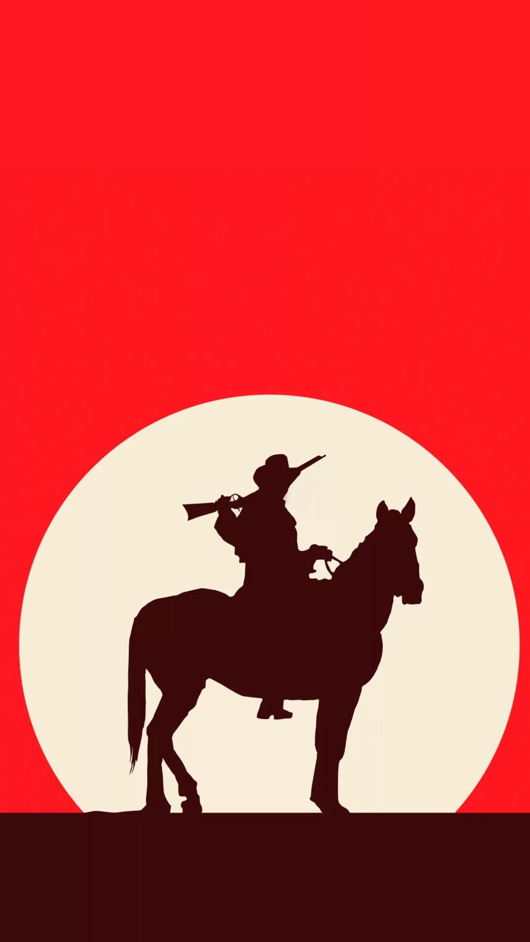 Cowboy a cavallo silhouette, 1080x1920 Verticale, Mobile
